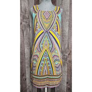 PINK OWL Lined DRESS BoHo Art Deco size Medium